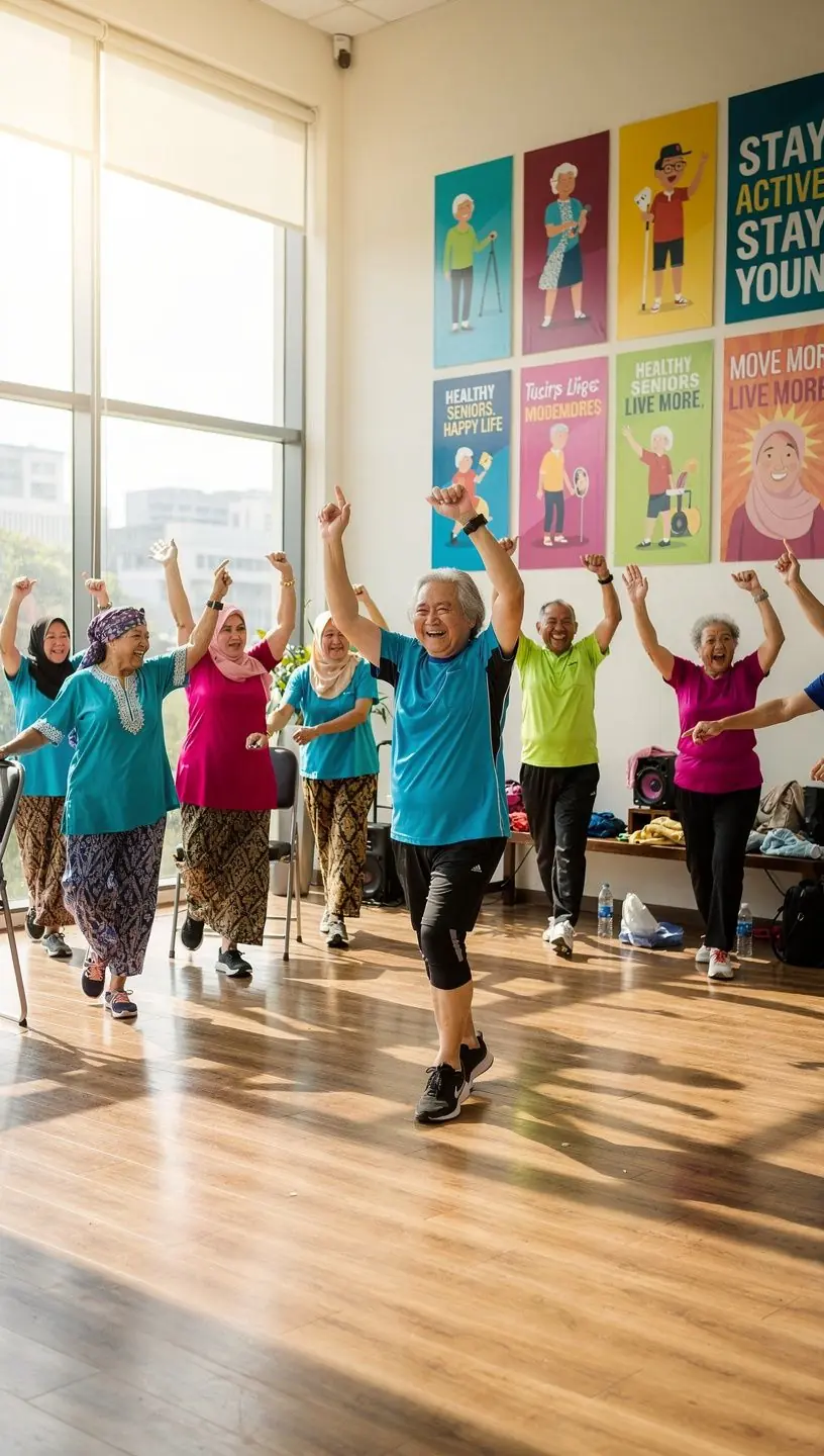 An inviting communal dining area where seniors are sharing a meal together.