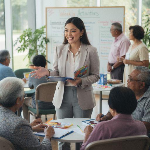 Seniors participating in a yoga class, practicing balance and flexibility in a serene park environment.